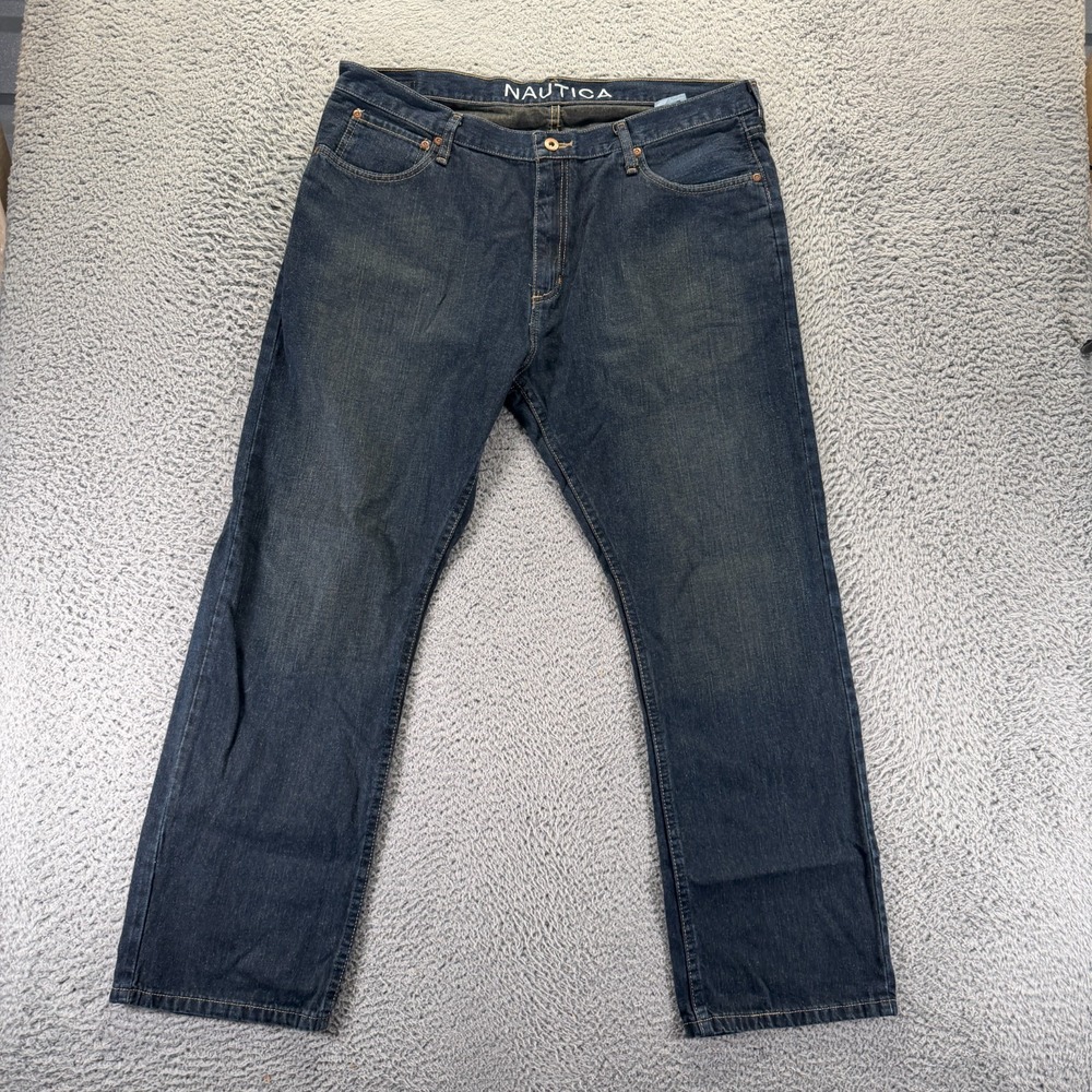 Vintage Nautica Jeans Men 38x30 Blue Cotton Denim Straight Workwear Travel Baggy